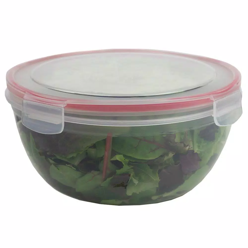 Unbranded 10-Piece Round Plastic Food Storage Container Set with Locking Snap-On Lids, Red
