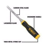 DEWALT 3/8 in. Wood Chisel with Carbon Steel Blade thumbnail 3