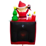 Fraser Hill Farm 6.5 ft. Pre-Lit Elf Sitting on Fireplace Christmas Inflatable thumbnail 6