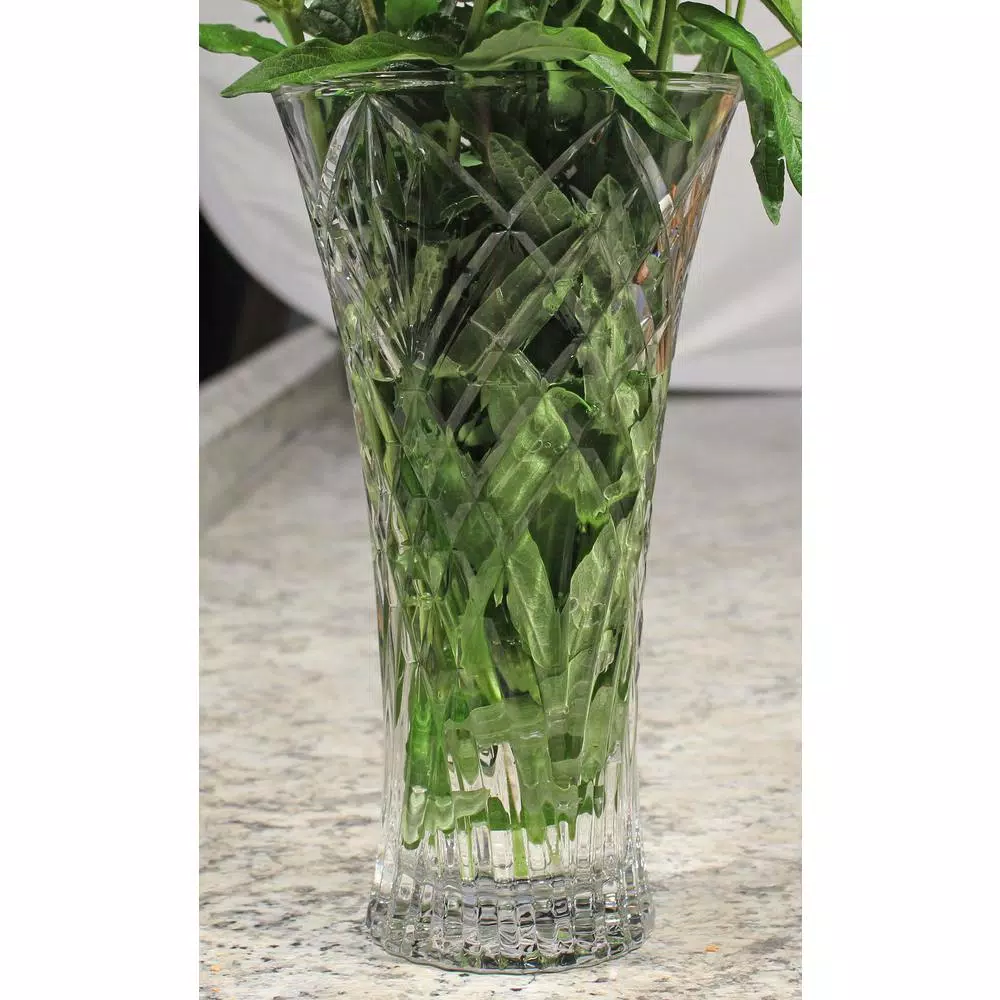 Lorren Home Trends RCR Melodia 12 in. Clear Cut Crystal Vase, Made in Italy
