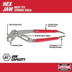 Milwaukee 12 in. Hex-Jaw Pliers with V-Jaw Geometry thumbnail 2