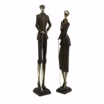 IMAX Vintage Golfer Statuary Set of 2 - Brown Polystone Sculptures thumbnail 1
