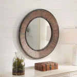 Home Decorators Collection 31 in. Round Farmhouse Accent Mirror with Distressed Wood Finish thumbnail 3