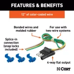 CURT 4-Way Flat Trailer Connector Plug with 12" Wires and Hardware thumbnail 5