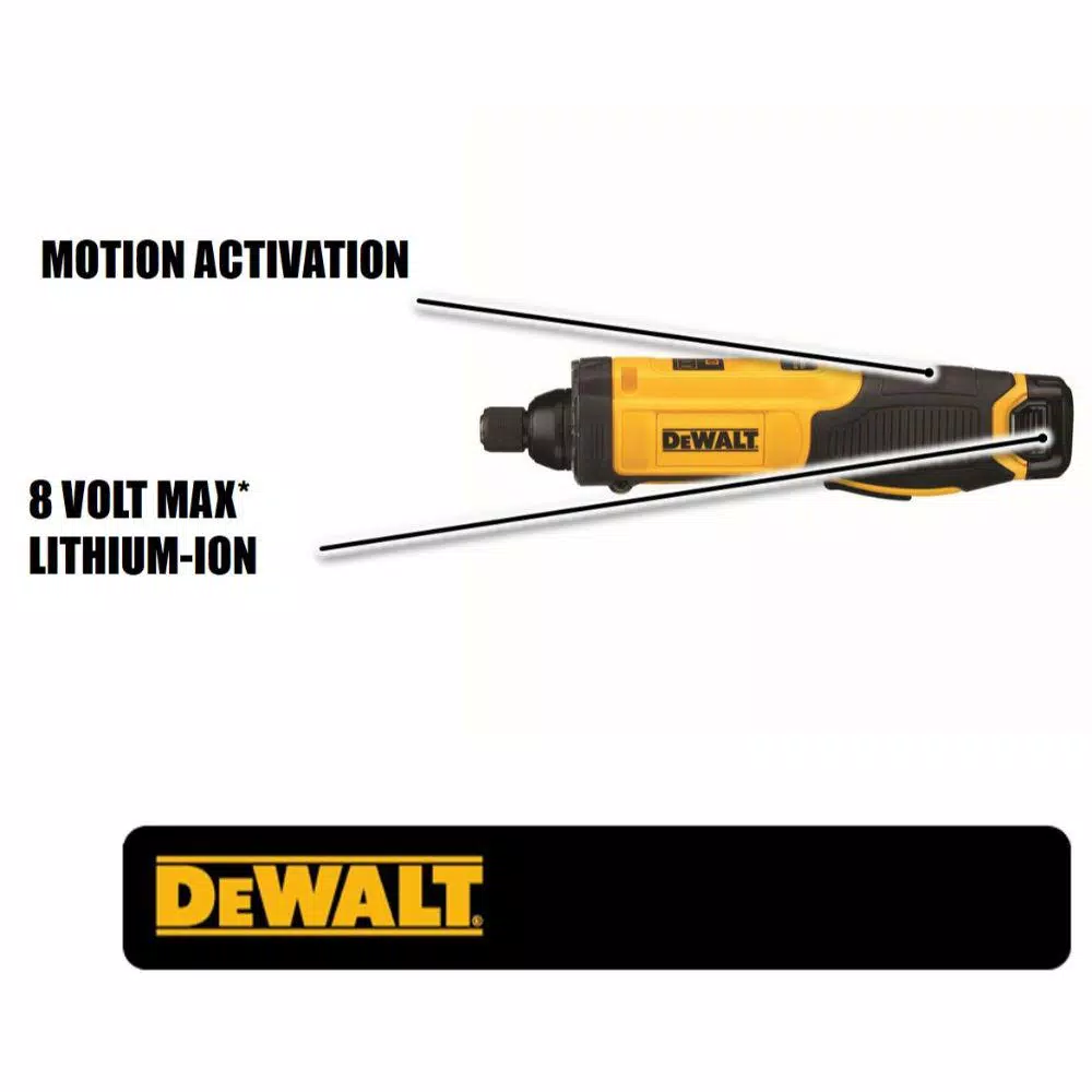 DEWALT 8V MAX Cordless 1/4 in. Hex Gyroscopic Screwdriver Kit with 1.0 Ah Battery, Charger & Bag