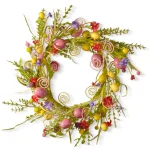 National Tree Company 24 in. Garden Accents Easter Wreath with Mixed Flowers, Eggs, and Butterflies thumbnail 1