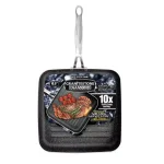 GRANITESTONE 10.5 in. Aluminum Diamond Infused Non-Stick Granite Stone Grill Pan, Charcoal thumbnail 3