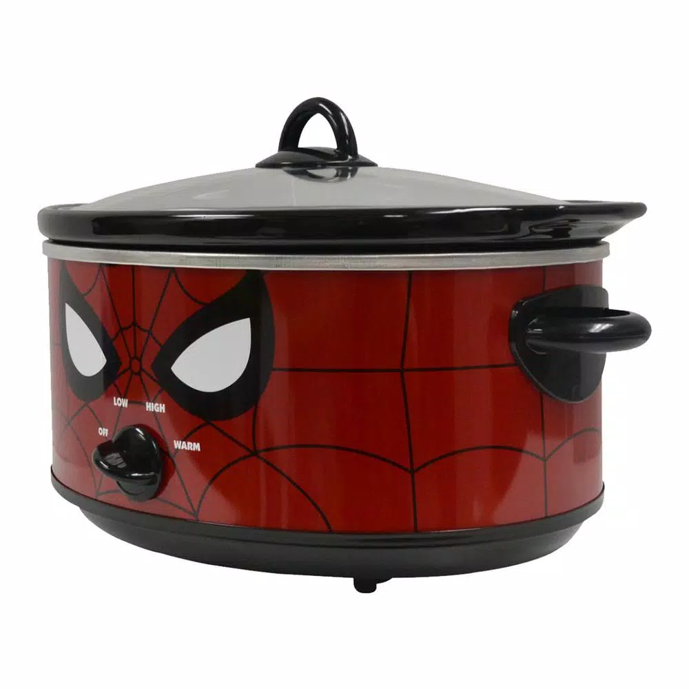 Uncanny Brands Marvel Spider-Man 7-Quart Slow Cooker, Red with Wraparound Superhero Art