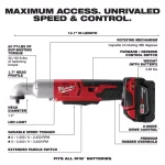Milwaukee M18 18V Cordless 3/8 in. 2-Speed Right Angle Impact Wrench Kit with (2) 3.0 Ah Batteries, Charger, and Hard Case thumbnail 3