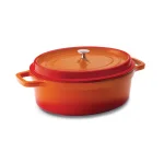 Hercules 3.3 qt. Oval Cast Aluminum Nonstick Ceramic Dutch Oven with Lid, Orange thumbnail 1