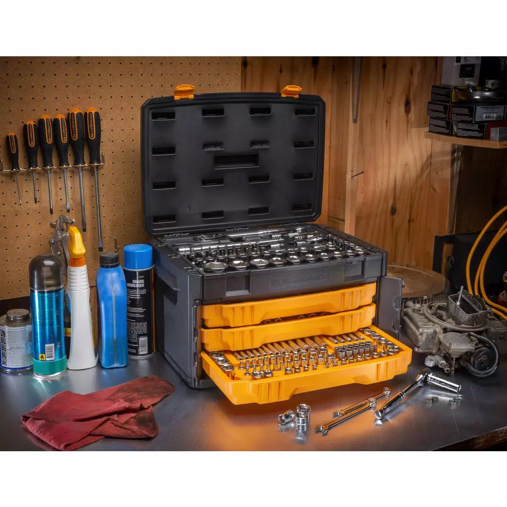 GearWrench 243-Piece 6-Point Mechanics Tool Set with 3-Drawer Storage Box