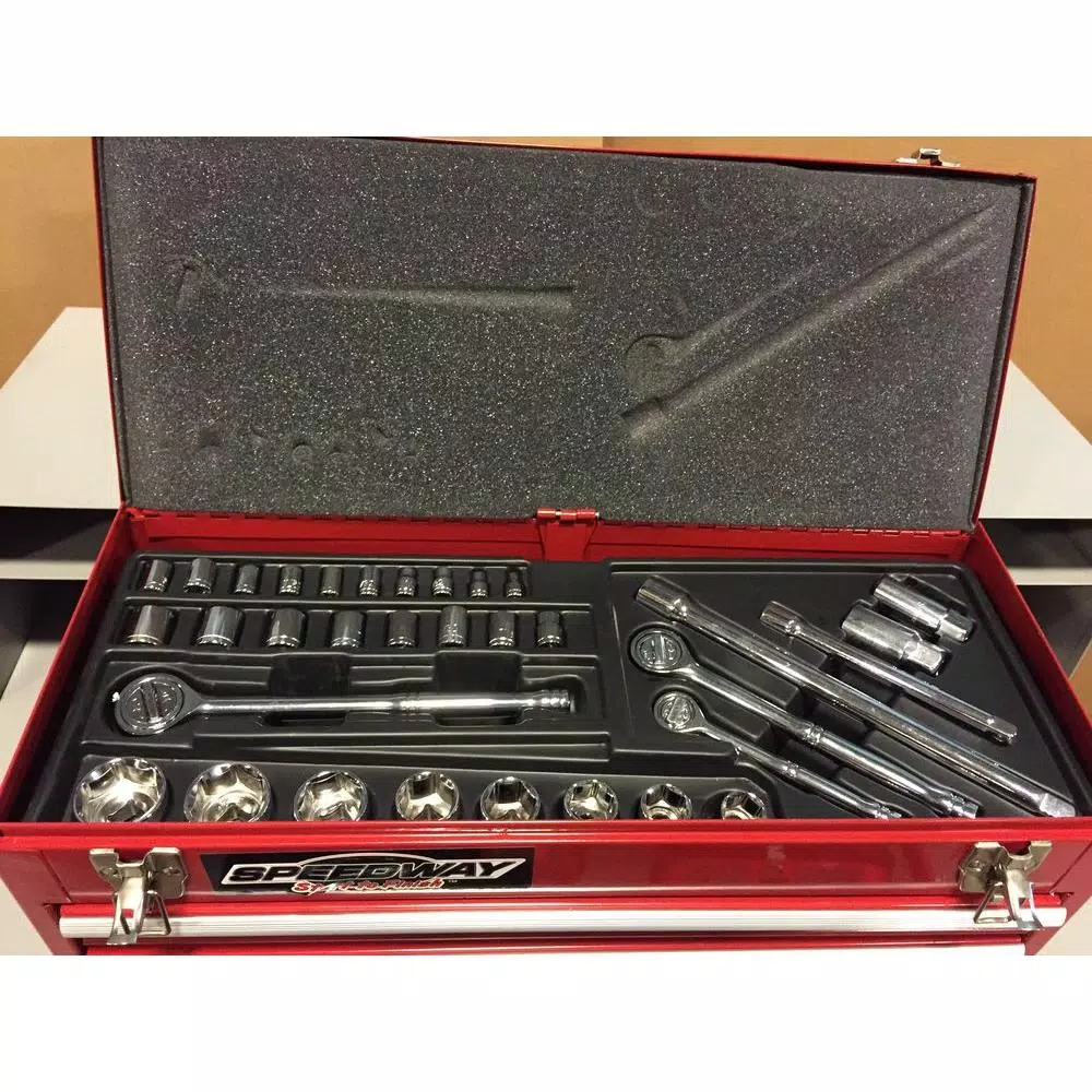 SPEEDWAY 24 in. 3-Drawer Steel Tool Chest with 118-Piece Bonus Tool Set