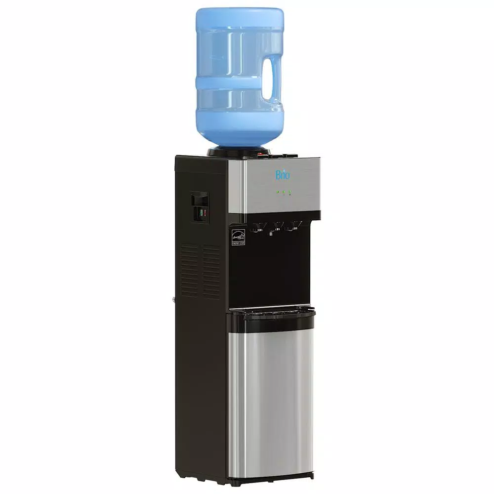 Brio Essential Series Top Loading Water Cooler Dispenser, Tri-Temp Hot, Cold & Room Temp, Stainless Steel