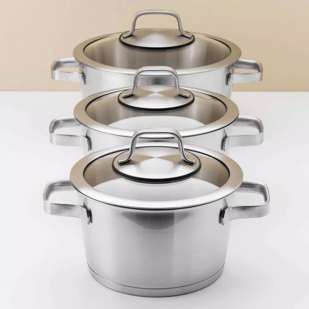 BergHOFF Essentials Manhattan 10-Piece Stainless Steel Cookware Set with Glass Lids, Induction Ready