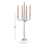 LITTON LANE 24 in. Classic Polished Aluminum Five Light Candelabra with Scrollwork Detail thumbnail 4