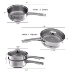 Classic Cuisine 1.5 Qt. Stainless Steel Double Boiler Saucepan Set with Tempered Glass Lid thumbnail 3