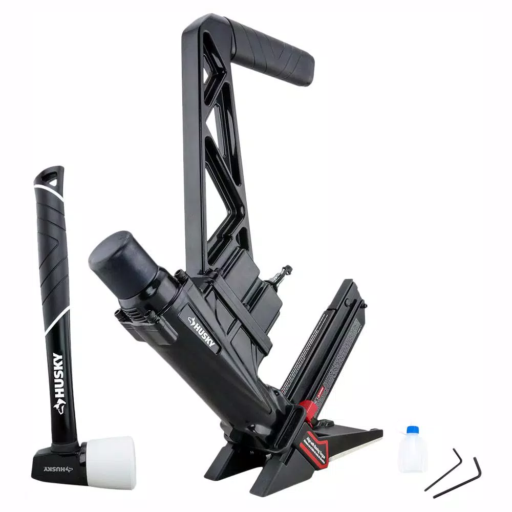 Husky 3-in-1 Pneumatic Flooring Nailer and Stapler, 15.5 and 16 Gauge, 2 in.