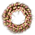 National Tree Company 32 in. Yellow and Pink Tulip Floral Wreath, Cottage Style thumbnail 1