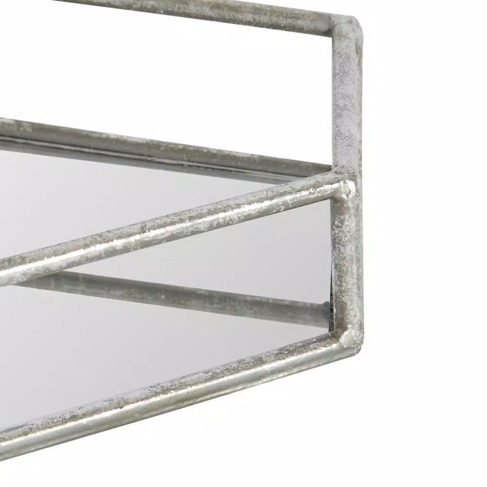 Kate and Laurel Felicia Silver Decorative Mirrored Metal Accent Tray