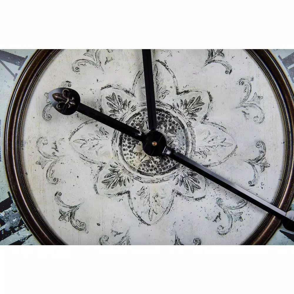 3R Studios Distressed Mint Green Wood Wall Clock - 29-inch French Country Style Oversized Analog Clock