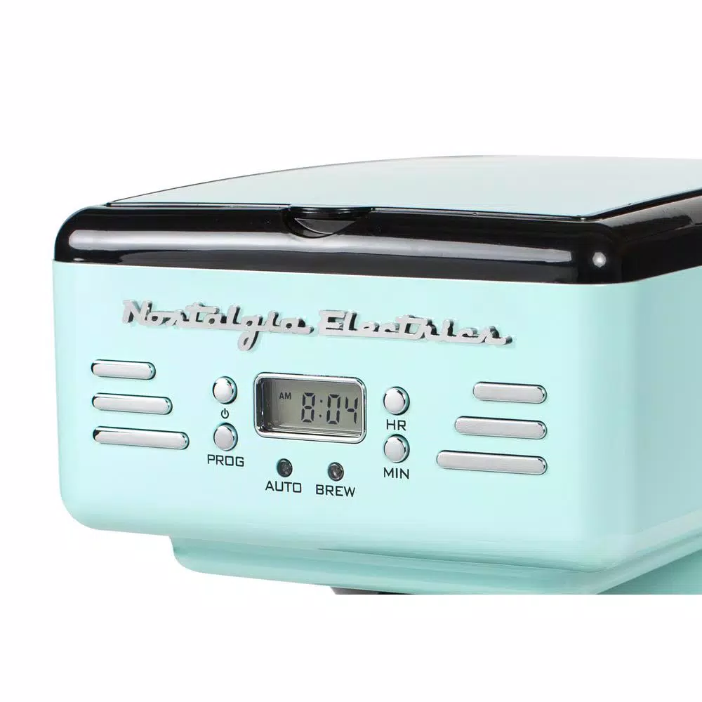 Nostalgia 12-Cup Programmable Drip Coffee Maker with Pause and Serve, Aqua Blue