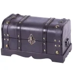 Vintiquewise 12 in. Wooden Pirate Style Treasure Chest - Antique Cherry Decorative Storage Box thumbnail 1
