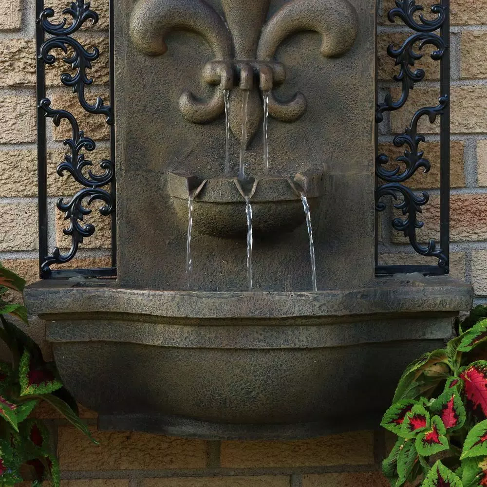 Sunnydaze Decor French Lily Florentine Stone Electric Outdoor Wall Fountain