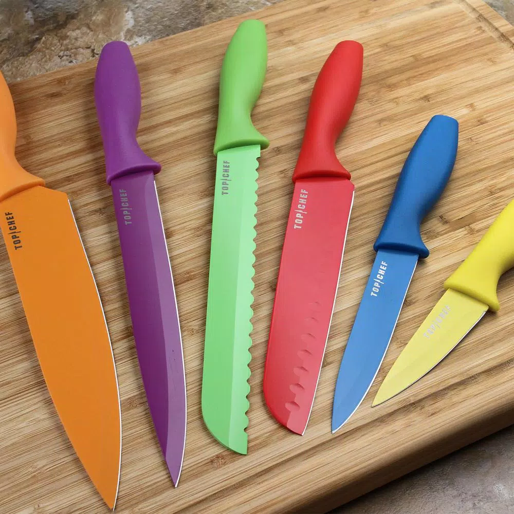 Top Chef by Master Cutlery 6-Piece Colored Stainless Steel Knife Set with Sheaths