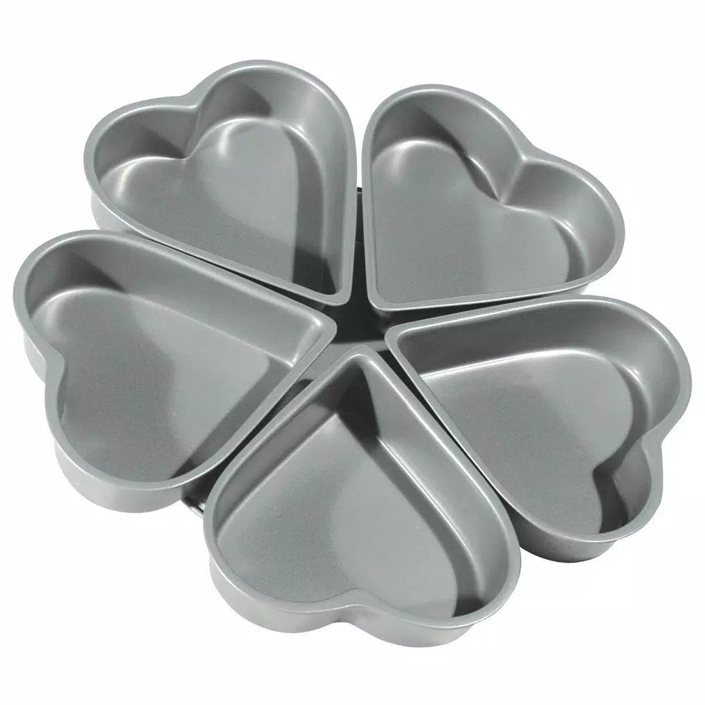 Fox Run Preferred Non-Stick Linked Heart Cake Pan, Carbon Steel