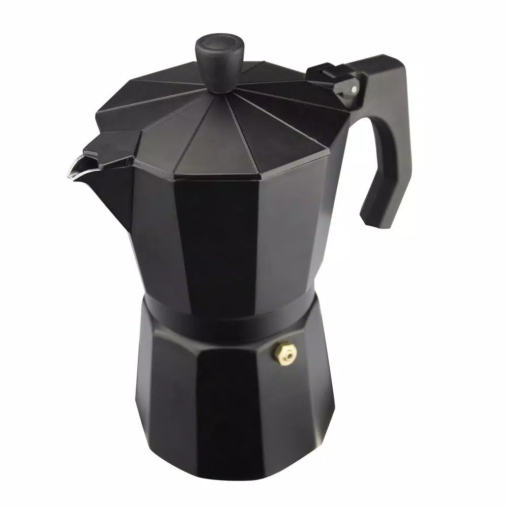 Magefesa Kenia Noir 3-Cup Aluminum Espresso Maker - Black Stovetop Moka Pot