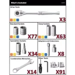 Husky 290-Piece Mechanics Tool Set with 1/4 in., 3/8 in., and 1/2 in. Drive thumbnail 11