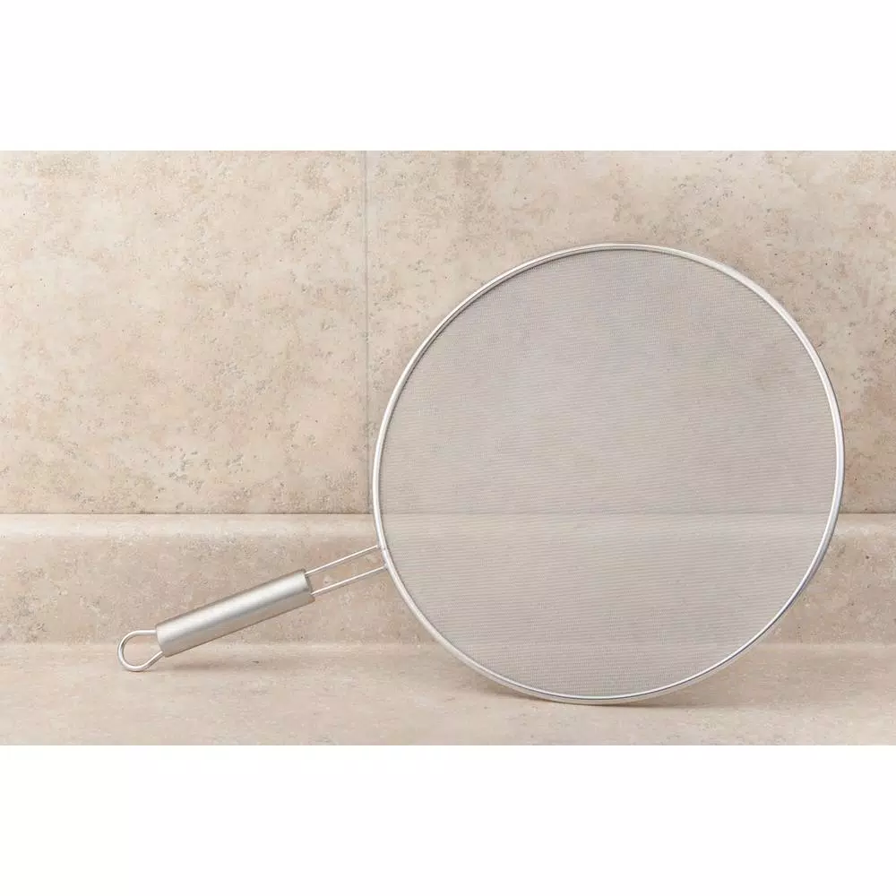 ExcelSteel 13 in. Stainless Steel Fine Mesh Splatter Screen with Solid Stay-Cool Handle
