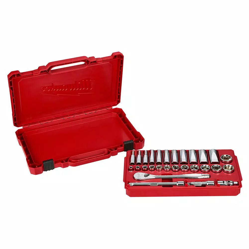 Milwaukee 3/8 in. Drive SAE/Metric Ratchet and Socket Mechanics Tool Set, 60-Piece