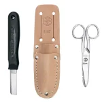 Klein Tools 3-Piece Cable Splicer's Kit with Knife, Electrician's Scissors and Leather Pouch thumbnail 1