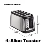 Hamilton Beach 4-Slice Long Slot Toaster with Keep Warm Setting, Black thumbnail 2