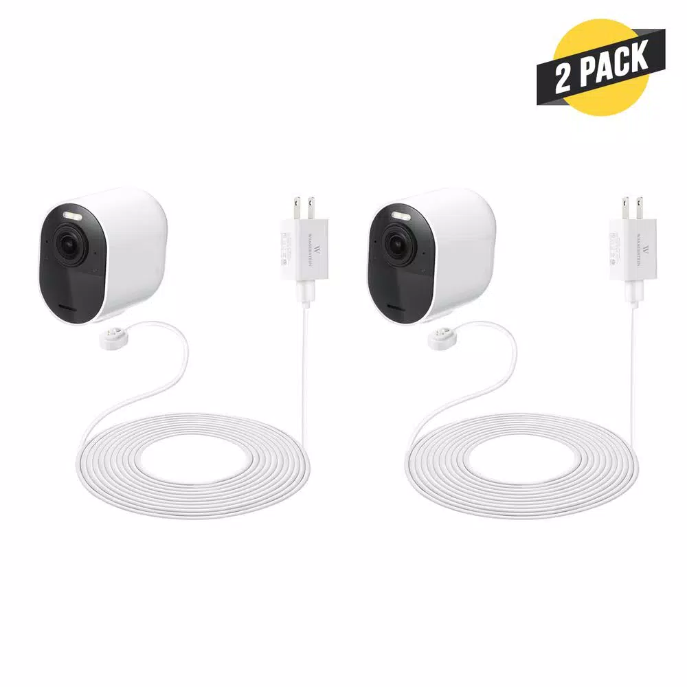Wasserstein 25ft Magnetic Charging Cable & Quick Charge Adapter for Arlo Ultra 2, Pro 4, Pro 3 & Floodlight (2-Pack)