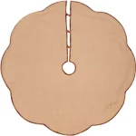 VHC Brands 55 in. Burgundy Check Red Primitive Christmas Tree Skirt with Scalloped Edge thumbnail 2