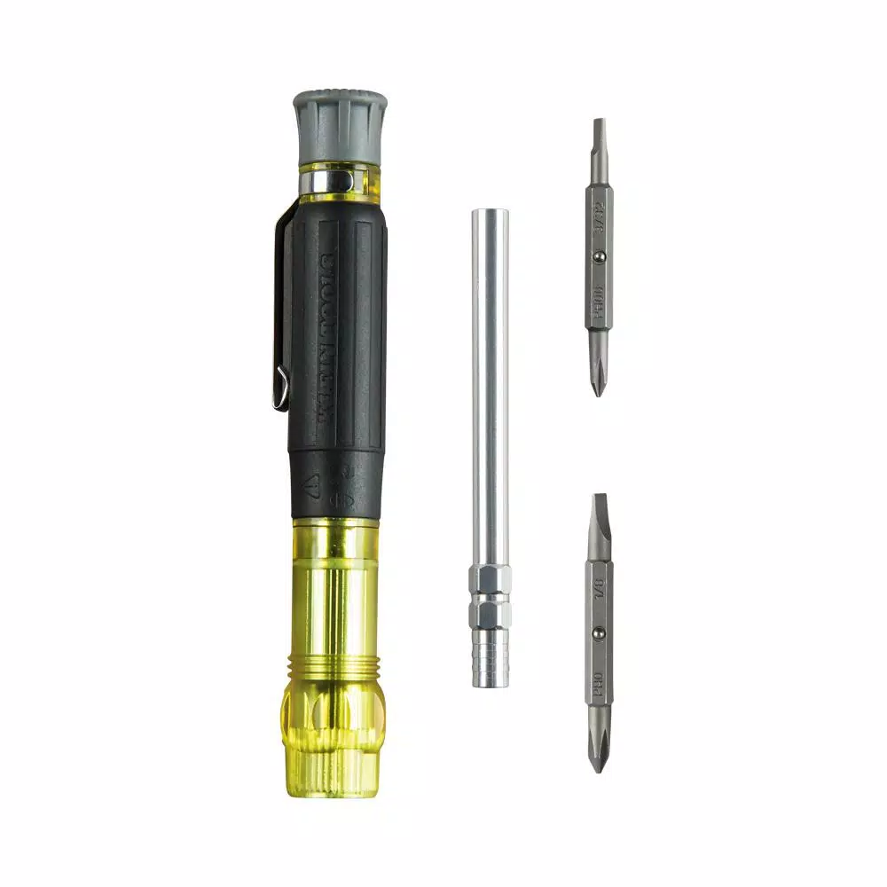 Klein Tools 4-in-1 Precision Electronics Pocket Multibit Screwdriver with Cushion-Grip Handle