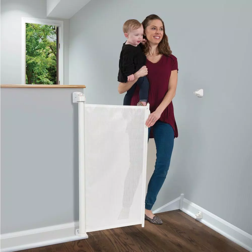 KidCo Safeway Retractable Wall Mounted Baby Gate, 33.5 in. H, White