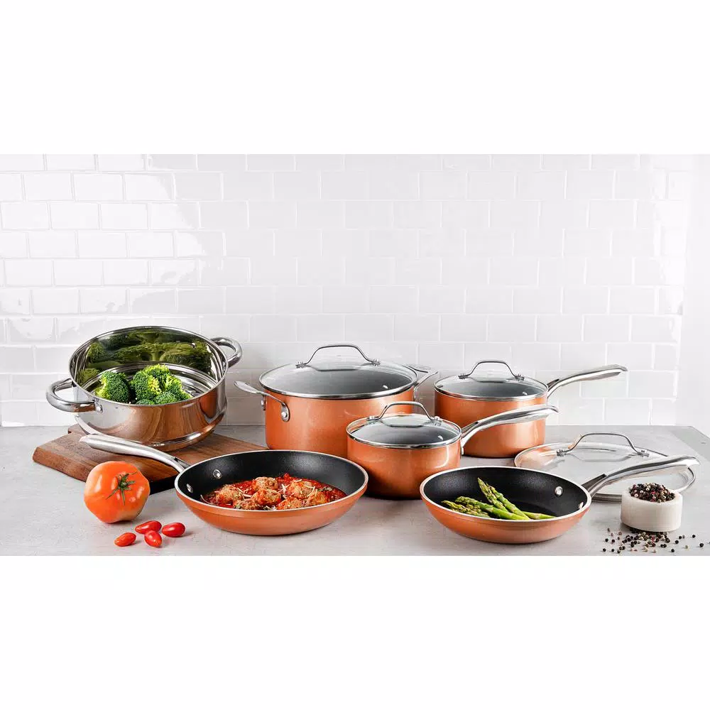 Gotham Steel 15-Piece Non-Stick Copper Cast Textured Cookware and Bakeware Set