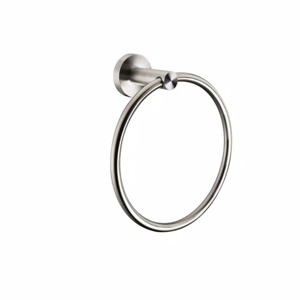 Lexora Bagno Nera Stainless Steel Towel Ring, Satin Nickel Finish