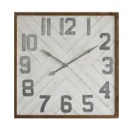 3R Studios Grey Square Wood and Metal Farmhouse Wall Clock, 36 in. Oversized Analog Quartz Clock thumbnail 1
