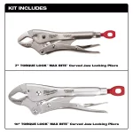 Milwaukee TORQUE LOCK Curved Jaw Locking Pliers Set with MAXBITE, 2-Piece (7 in. and 10 in.) thumbnail 2