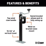 CURT Swivel Bracket-Mount Trailer Jack with Top Handle, 2,000 lbs. Capacity, 15 in. Travel thumbnail 6