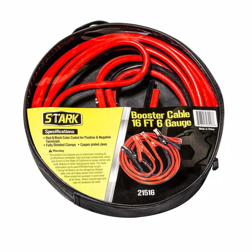 Stark 16 ft. 6-Gauge Heavy-Duty Battery Booster Jumper Cables, 600 Amp