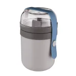BergHOFF Leo Dual Lunch Box and 3-Piece Stainless Steel Flatware Set - Grey and Blue thumbnail 5