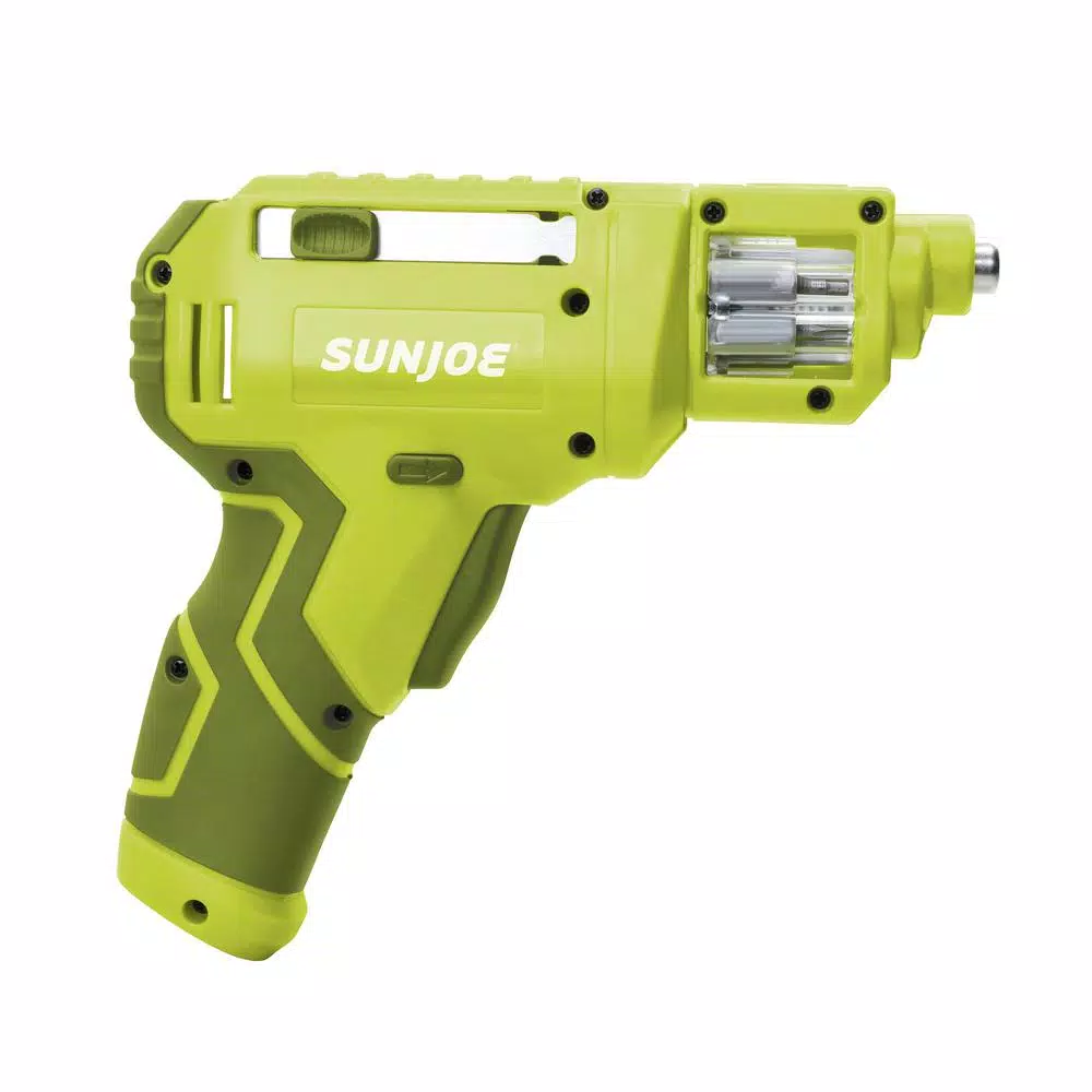Sun Joe 4V Max Lithium-Ion Cordless Rechargeable Power Screwdriver with Quick Change Bit System