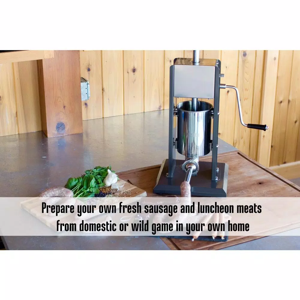 Weston Stainless Steel Sausage Stuffer with 7 lb. Capacity and 4 Funnels