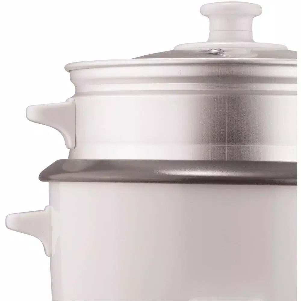 Brentwood 8-Cup White Rice Cooker with Steamer Attachment