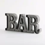 Winsome House Bar Marquee Lighted Sign with 17 LED Globe Bulbs - Gray Metal Wall Decor thumbnail 1
